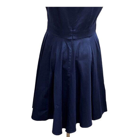 Maison Jules Womens Waist Bow Detail Fit Flare Dress Blue Office Sz 8 Sleeveless - Picture 9 of 14